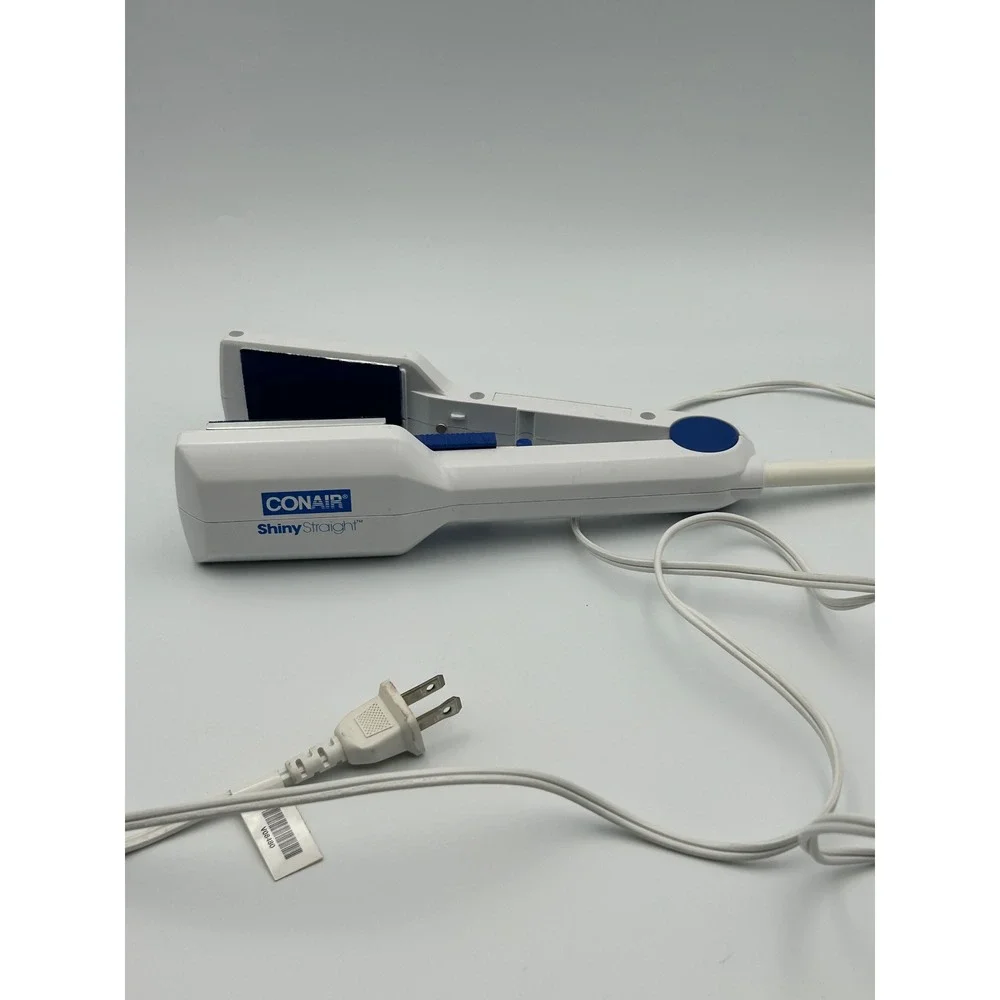 Conair Shiny Straight CS7 Hair Straightener Flat Iron White Blue 120V 43W